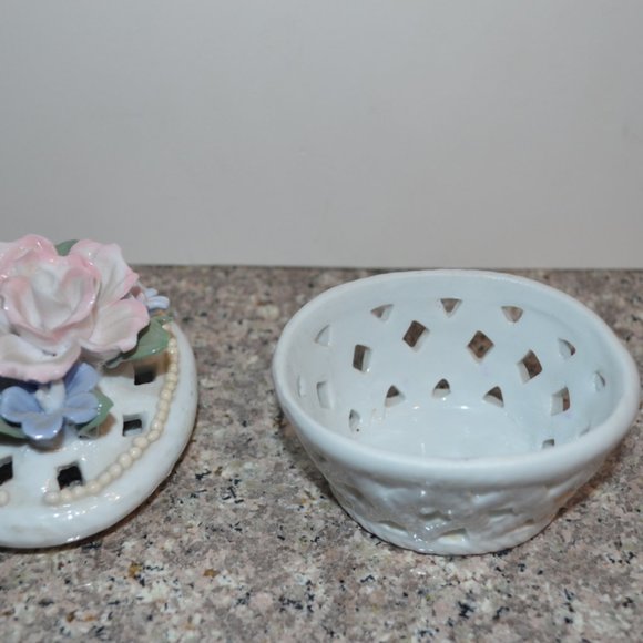 Handmade Collectibles Ceramic Clay Basket with Flowers on Top miniature - Picture 6 of 10